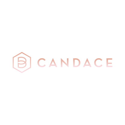 Candace logo in pink on a white background